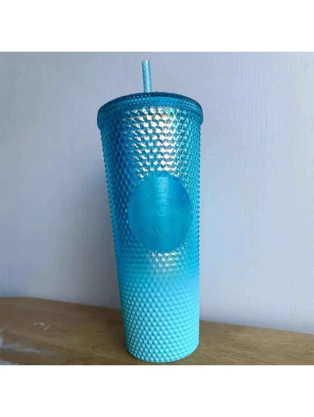 Starbucks Glacier Blue Iridescent Studded Grid‎ Tumbler 24oz